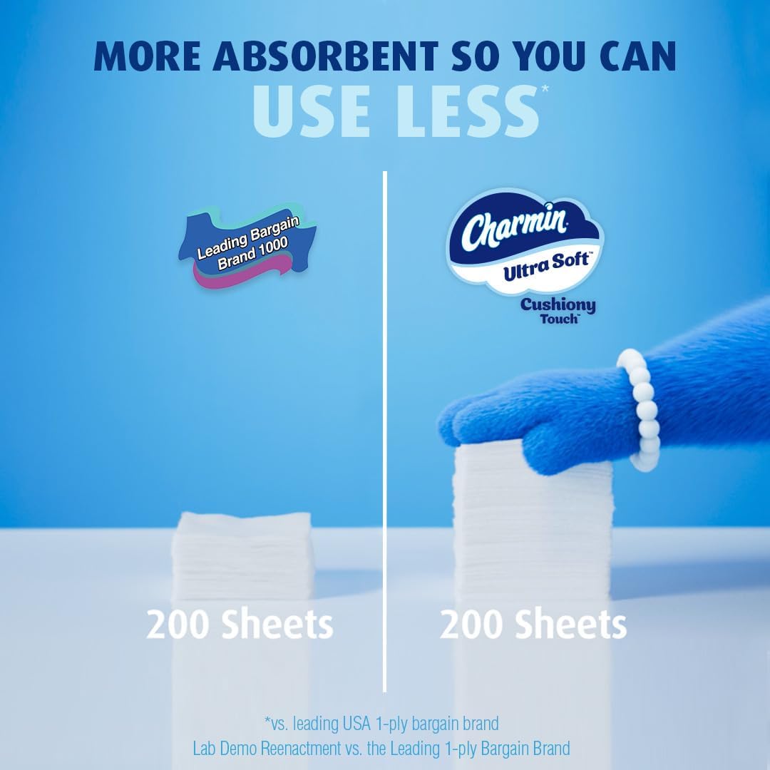 Charmin Ultra Soft Cushiony Touch Toilet Paper, 24 Family Mega Rolls = 123 Regular Rolls 24hrsmart